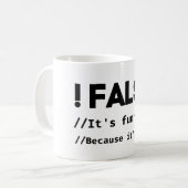 偽は、それが本当のおもしろいプログラミングのジョークだからだ コーヒーマグカップ (正面左)