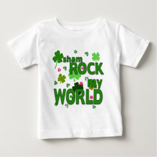 偽りの石シャムロックが付いている私の世界 ベビーTシャツ