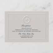 偽エンボス加工のボートハルム コースタル ウェディング レセプション エンクロージャーカード (正面)