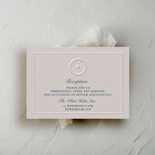 偽エンボス加工のボートハルム コースタル ウェディング レセプション エンクロージャーカード