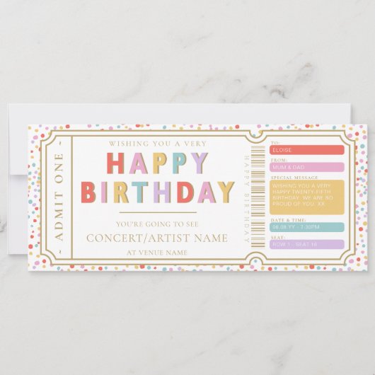 偽コンサートチケットギフト券カード 招待状 (正面)