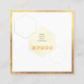 偽ゴールドのイニシャル、ハニカム|DIYカラー スクエア名刺 (裏面)