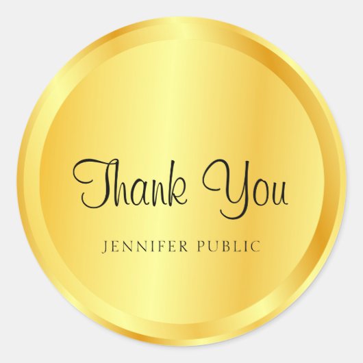 偽ゴールドのメタリックなスクリプト おしゃれ エレガント ラウンドシール (正面)
