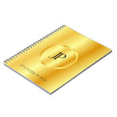 偽ゴールドのメタリックなモダンなイニシャルテンプレート ノートブック (左側)