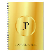 偽ゴールドのメタリックなモダンなイニシャルテンプレート ノートブック (正面)