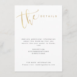偽ゴールドのモダンシンプルスクリプトウェディングの詳細 エンクロージャーカード