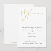 偽ゴールドのモダンシンプルスクリプトウェディングの詳細 エンクロージャーカード (正面/裏面)