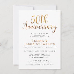 偽ゴールドカリグラフィー 50周年結婚記念日 招待状