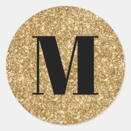 偽ゴールドグリッターの黒モノグラム ラウンドシール
