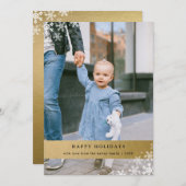 偽ゴールド箔の雪の結晶アクセント 縦写真 シーズンカード (正面/裏面)