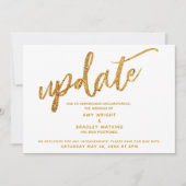 偽ゴールド箔 波 結婚延期 白カード 招待状 (正面)