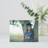 偽ゴールド おしゃれなスクリプト 卒業 ありがとう ポストカード (スタンド正面)