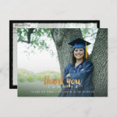 偽ゴールド おしゃれなスクリプト 卒業 ありがとう ポストカード (正面/裏面)