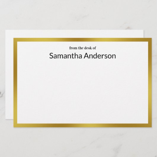 偽ゴールド ホワイト ブラック あなたの名前の机から 便箋 (正面/裏面)