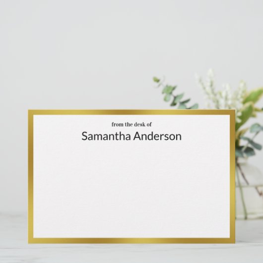 偽ゴールド ホワイト ブラック あなたの名前の机から 便箋 (スタンド正面)