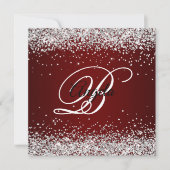 偽スパークリーシルバーグリッター バーガンディオンブル 招待状 (正面)