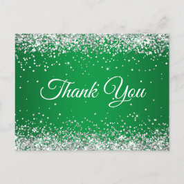 偽スパークリーシルバーグリッター ブライトグリーン サンクス ポストカード