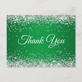 偽スパークリーシルバーグリッター ブライトグリーン サンクス ポストカード