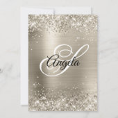 偽スパークリー プラチナ グリッター ホイル モノグラム 招待状 (裏面)