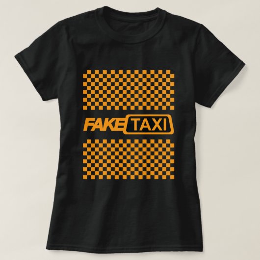 偽タクおもしろいシー黄色いタクシー運転手 Tシャツ (デザイン正面)