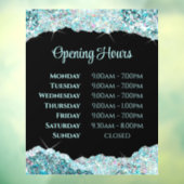 偽ターコイズグリッター営業時間窓用ステッカー ウィンドウサイン (シート3)