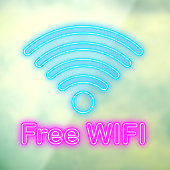 偽ネオン無料Wi-Fiコーヒードーナツショップビジネス ウィンドウサイン (シート3)