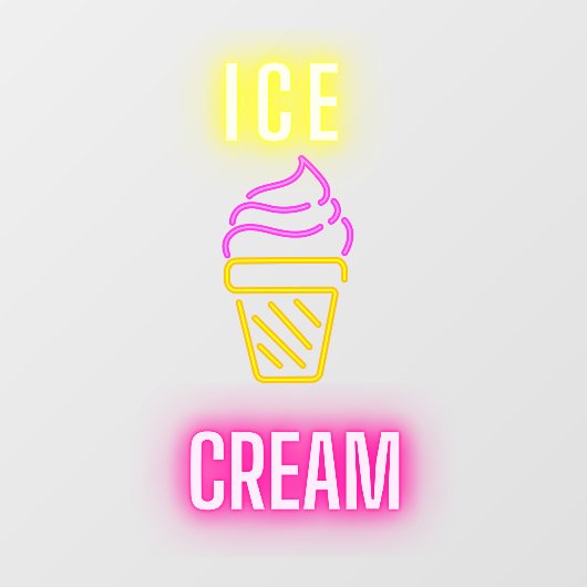 偽ネオン アイスクリーム コーン ビジネス ウィンドウサイン (シート)
