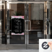 偽ピンクグリッターシークインサービスメニュー ウィンドウサイン (オフィスドア)