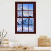 偽フェイク窓イリュージョン – 新雪シーン ポスター (キッチン)