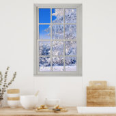 偽フェイク窓イリュージョン – 新雪シーン ポスター (キッチン)