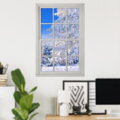 偽フェイク窓イリュージョン – 新雪シーン ポスター (ホームオフィス)