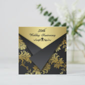 偽フラップの花柄50周年招待状 招待状 (スタンド正面)