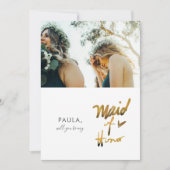 偽ミニマリストのあなたは私のメイドオブオナーになってもらえますか フォト 招待状 (正面)