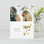 偽ミニマリストスタイルのウェディングパーティーへの参加をお願いする写真 招待状 (スタンド正面)