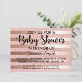 偽ローズゴールド グリッター＆ローズゴールド フォイル ベビーシャワー 招待状 (スタンド正面)
