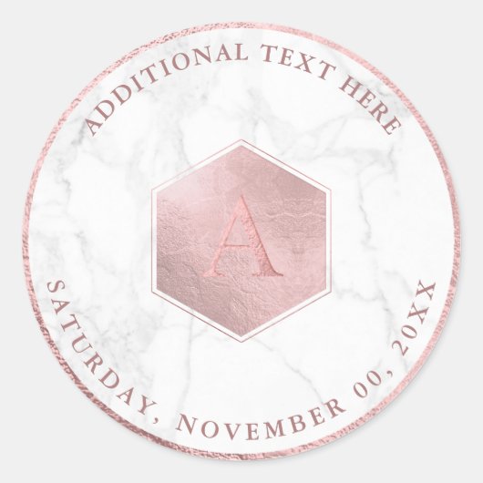 偽ローズゴールド ハニカム、モノグラム A-Z ラウンドシール (正面)