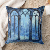 偽凍っていの窓の風景 クッション (ブランケット)