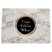 偽大理石 アラバスター タウペ タン モダン 誕生日 ラージペーパーバッグ (正面)