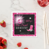 偽物のグリッター ピンク ディスコカウガール ブライズメイドパーティー スタンダードカクテルナプキン (インサイチュ)