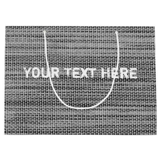 偽物のグレー生地カスタムテキストギフトバッグ ラージペーパーバッグ (正面)