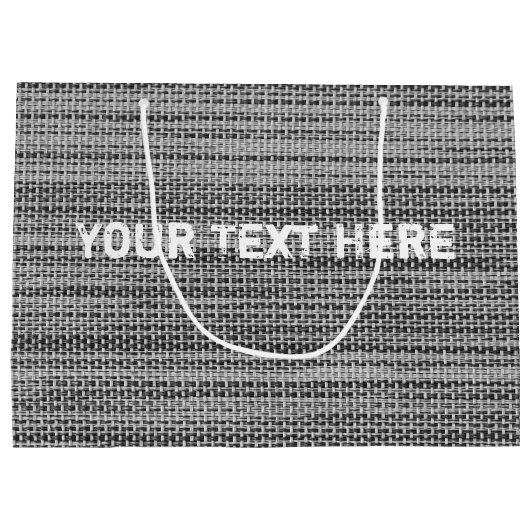 偽物のグレー生地カスタムテキストギフトバッグ ラージペーパーバッグ (裏面)