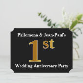 偽物のゴールドに見える結婚1周年パーティー 招待状 (スタンド正面)