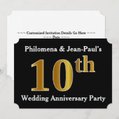 偽物のゴールドに見える10周年パーティー 招待状 (正面/裏面)