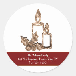 偽物のゴールドのキャンドル ホーリー クリスマス ラウンドシール