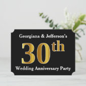 偽物のゴールドの外観が30周年結婚記念日パーティー 招待状 (スタンド正面)
