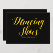 偽物のゴールドの箔押し「ダンシングシューズ」おしゃれな結婚式の看板 招待状 (正面/裏面)