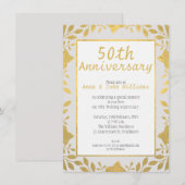 偽物のゴールドの50周年結婚記念日招待状 招待状 (正面/裏面)