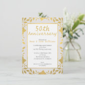偽物のゴールドの50周年結婚記念日招待状 招待状 (スタンド正面)