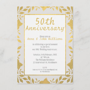 偽物のゴールドの50周年結婚記念日招待状 招待状