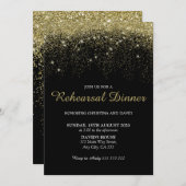 偽物のゴールドグリッターコンフェッティ リハーサルディナー 招待状 (正面/裏面)